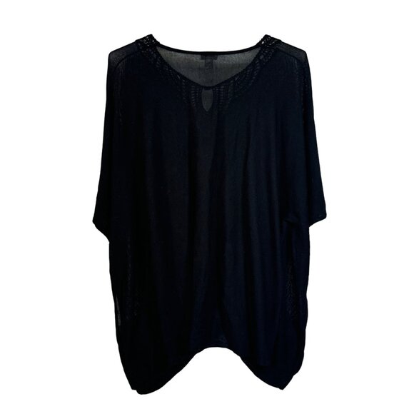 Chico's Black Crochet Trim Tunic Top L/XL - Picture 5 of 5